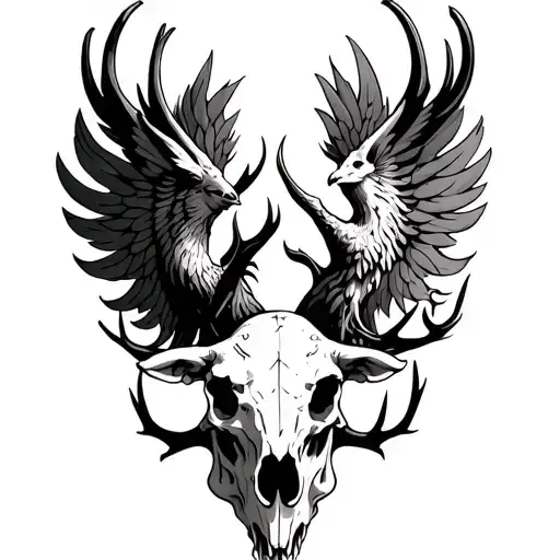 Deer Skull And Phoenix