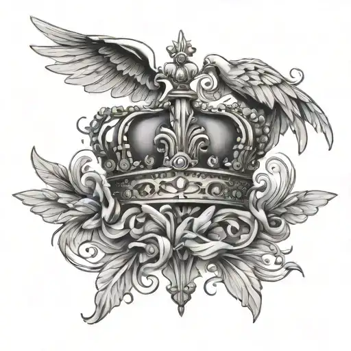 Crown And Angels Flying