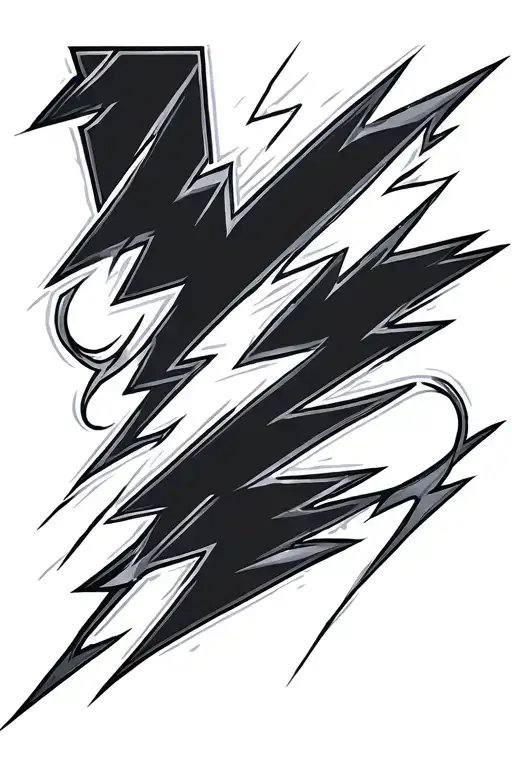 Lightning Bolts In Thin Line
