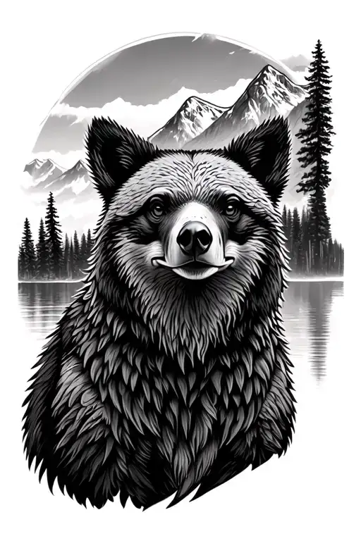 Mountain Lake Black Bear Fox Bald Eagle