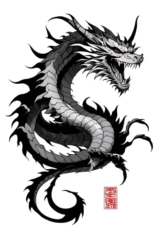 Japanese Demon And Dragon Wrapped