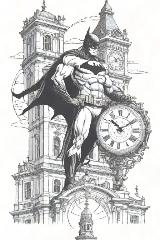 Batman Standing Infront Of Clock Tower In Gotham Cit
