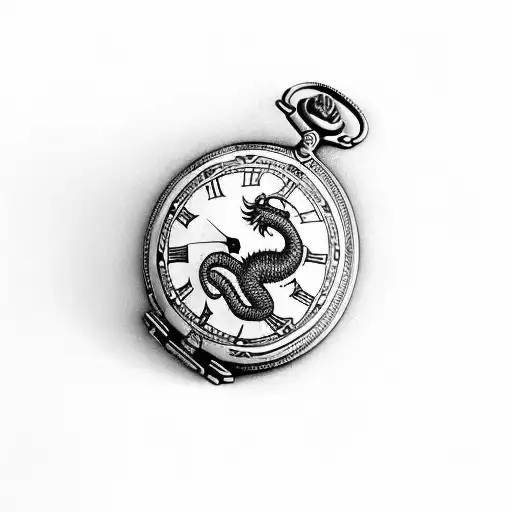 An Old Fashioned Pocket Watch With A Dragon