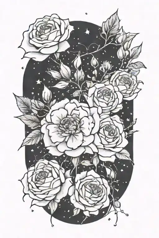 Cancer Constellation With Roses And Honeysuckle As The Points Of The Constellation
