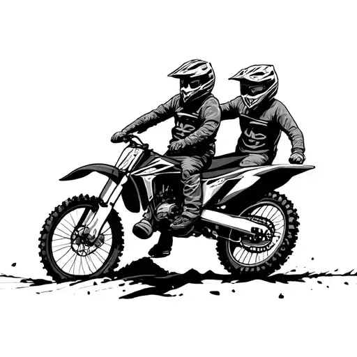 Father And Son On Motocross Bikes