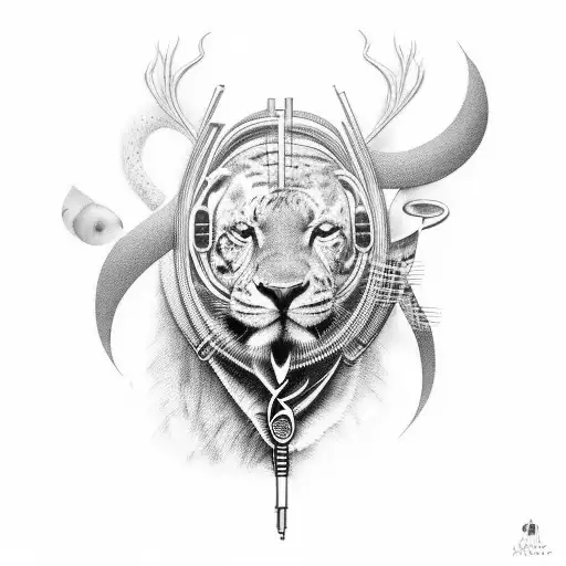 A Portrait Of A Favorite Animal With Musical Elements Incorporated Into The Design