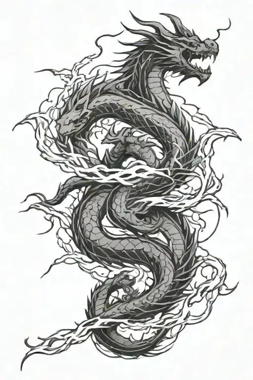 Lightning And Dragon Intertwined