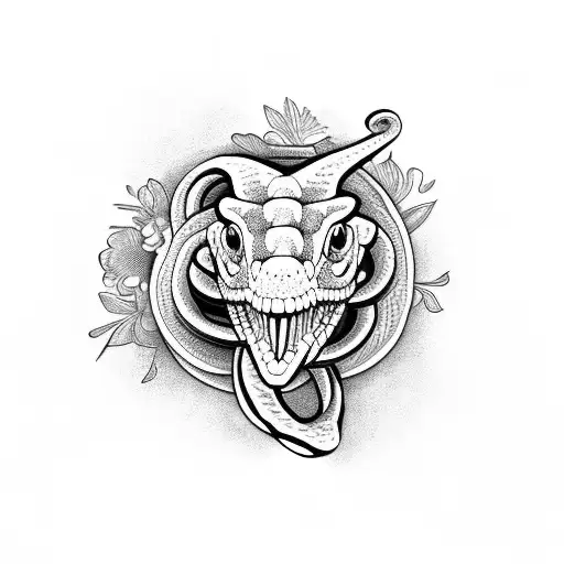 Snake Head In The Middle Of Flower