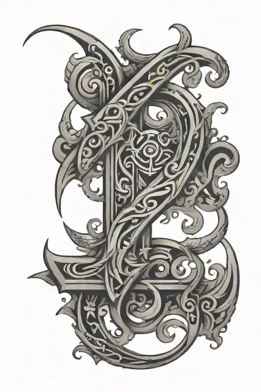 Letter H With Reference To Aquarius Zodiac Sign Intertwined