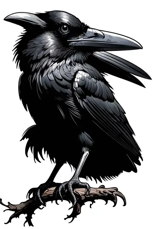 Raven Or Crow In The Shadows