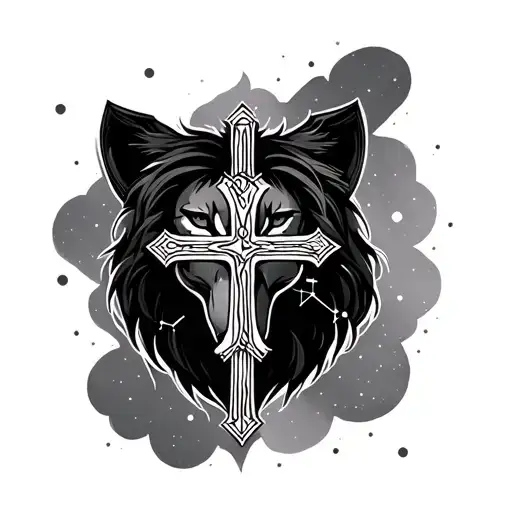 Leo Constellation Cross Tattoo Design Inspired