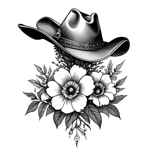 Dainty Cowboy Hat With Flower Bouquet