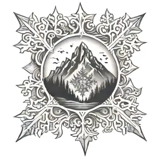 Snowflake With A Mountain