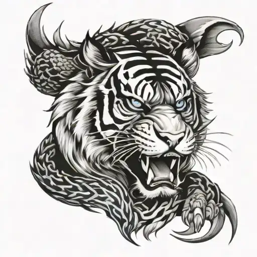 Japanese Tiger And Dragon Blue Eyes