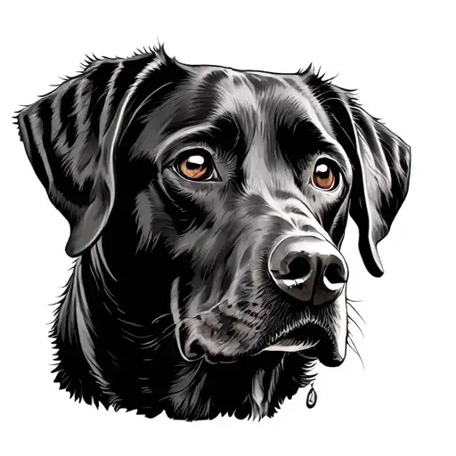 A Labrador Dog Face Very Simple Line Drawing