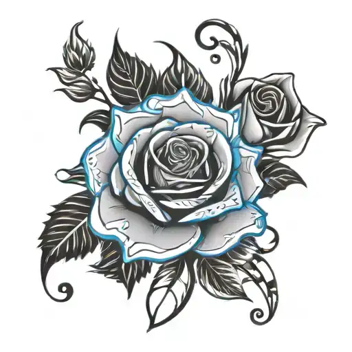 Blue Rose With Music Symbols Intertwined