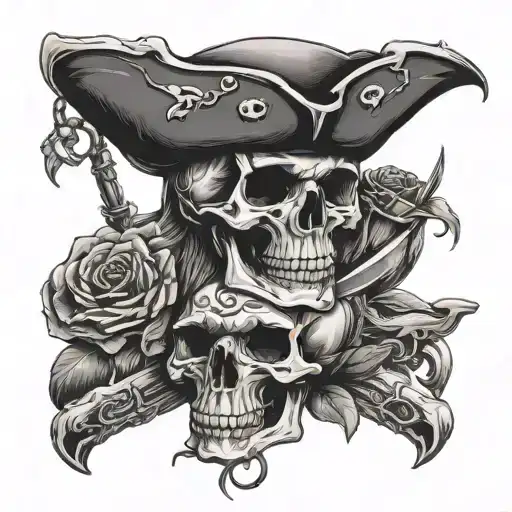 Broken Old Pirate Vessil With Skull And Souls Set Free