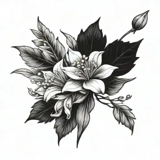 December Birth Flower With Harper Written In The Stem