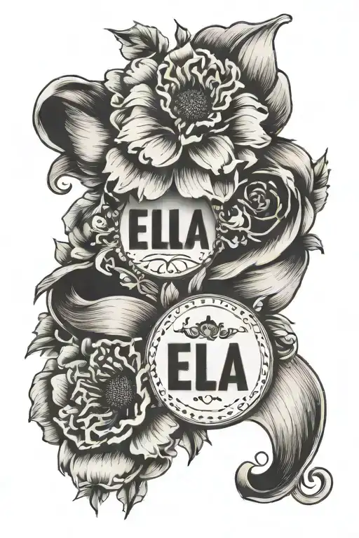 September And December Birth Flowers Wrapped Around The Letters Ella