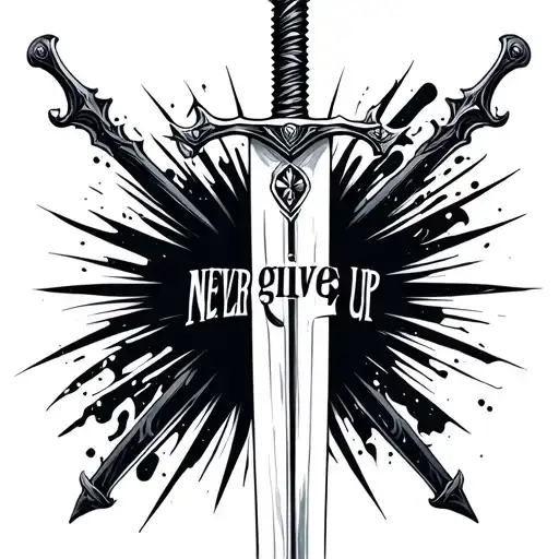 Sword With The Words Never Give Up