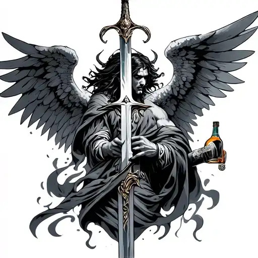 Modernized Archangel Slaying Satan Sword And Alcohol
