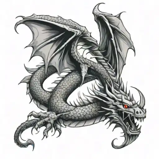 Long Dragon Tattoo For The Theigh