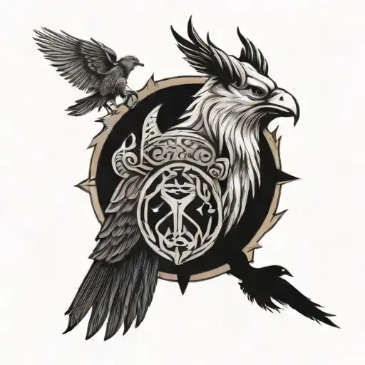Vikings Tattoo With Crow And Bear