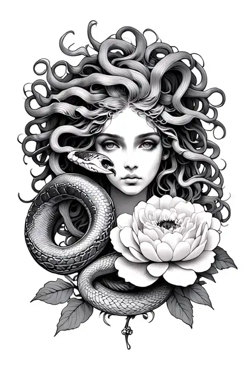 Medusa With Snake And Peony