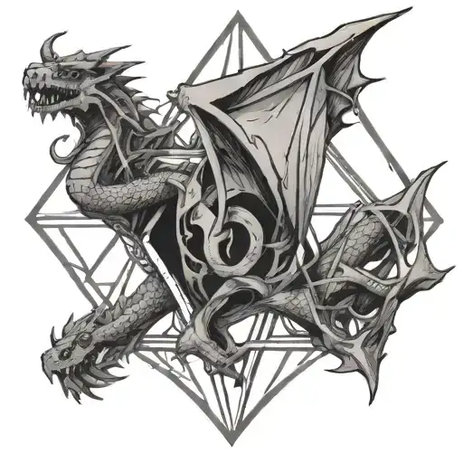 Scared Geometry With Dragon Intertwined