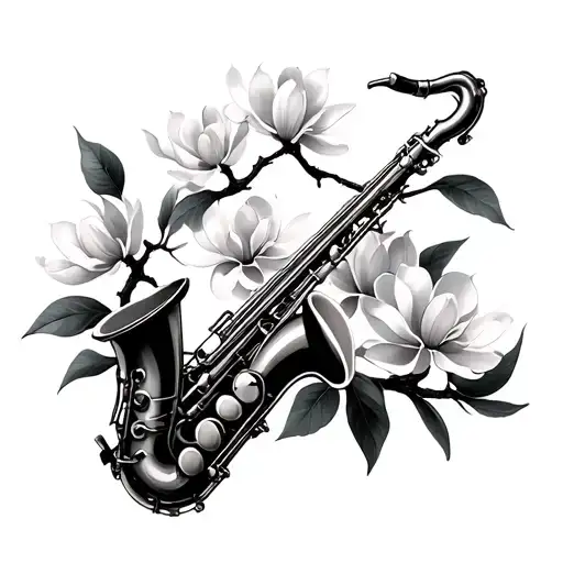 Magnolia Tree Branch With Saxophone Intertwined
