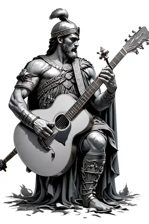 Roman Soldier Playing A Guitar
