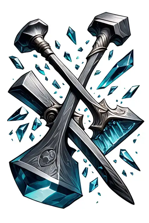 Rick Hammers Crossed With Crystal Shards Flying Everywhere