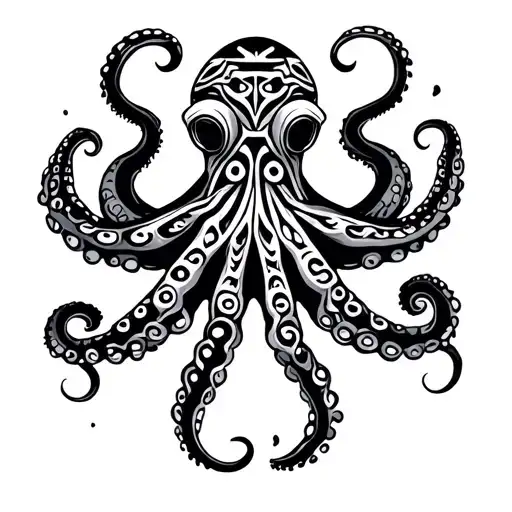 Octopus With Hawaiian Tribal Design