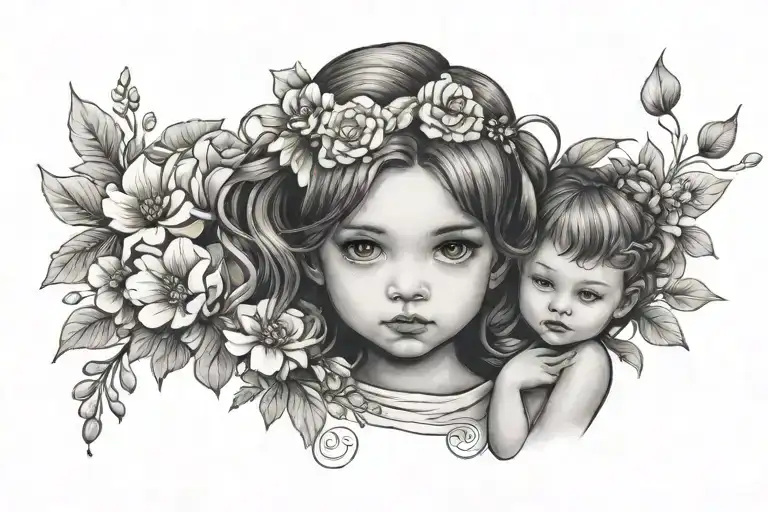 Little Girl Holding Flowers