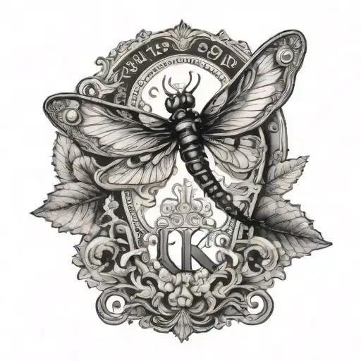 Postage Stamp With A Dragon Fly A Wine Glass And The Letter K