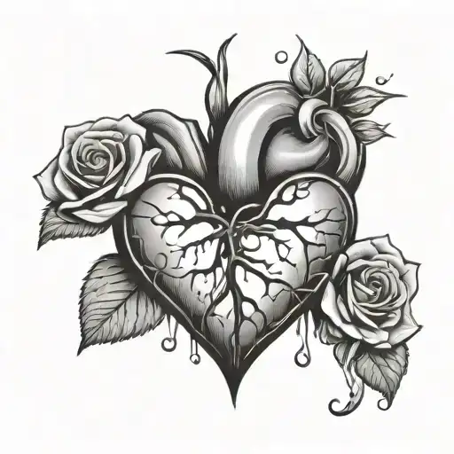 Broken Heart With Rosa In The Middle