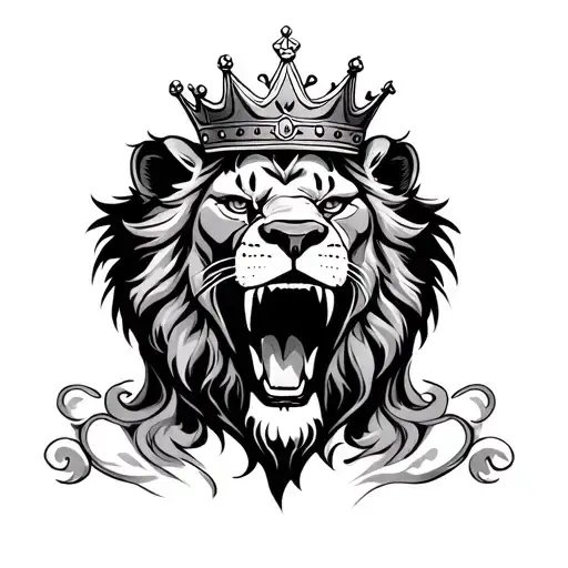 Lion And Crown Open Mouth