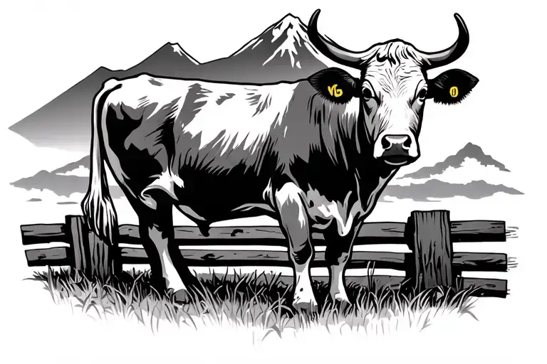 Mt Taranaki And Cow And Fence