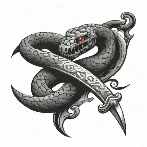 Snake And Scorpion Hybrid Wrapped Around Sword