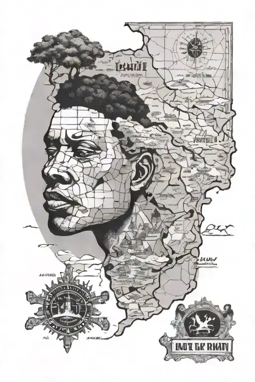 Neg Mawon And Map Of Haiti