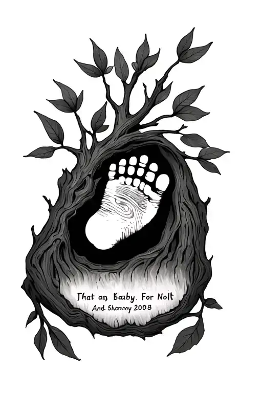 Willow Tree With Baby's Foot Print With Name In The Leaves