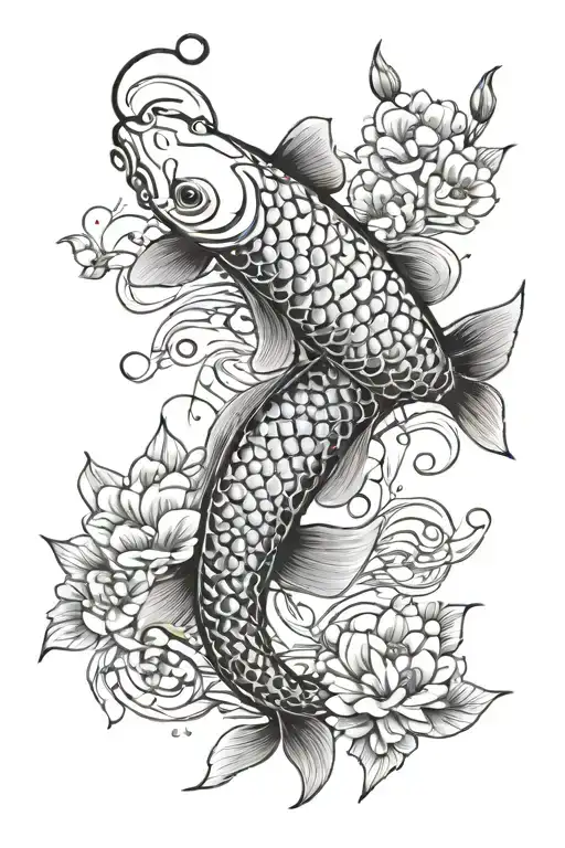 Koi Fish And Cherry Blossoms Coming