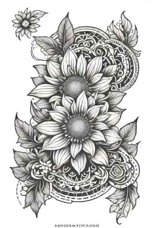 Nature With Daisy And Mandala