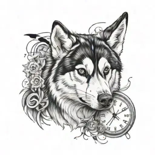 Husky And Time Clock