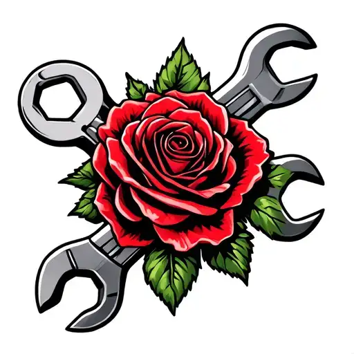 Opened Ended Wrench With Name Red Rose