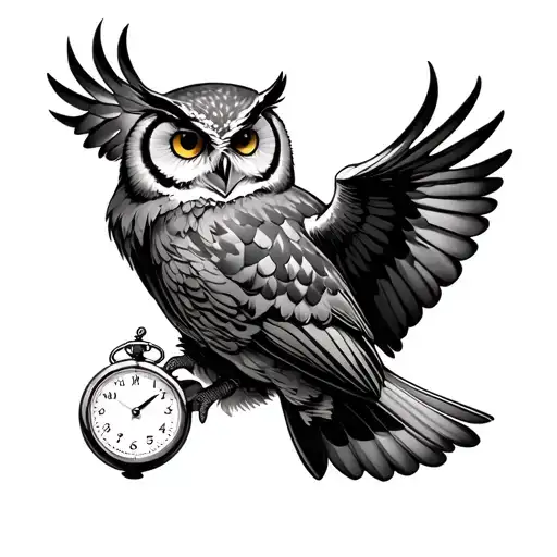 Owl Flying With A Stop Watch