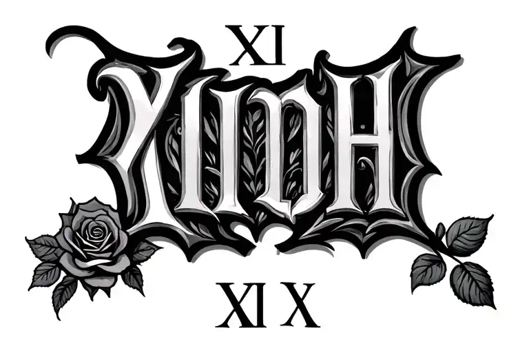 Word Family With Rose And Roman Numerals