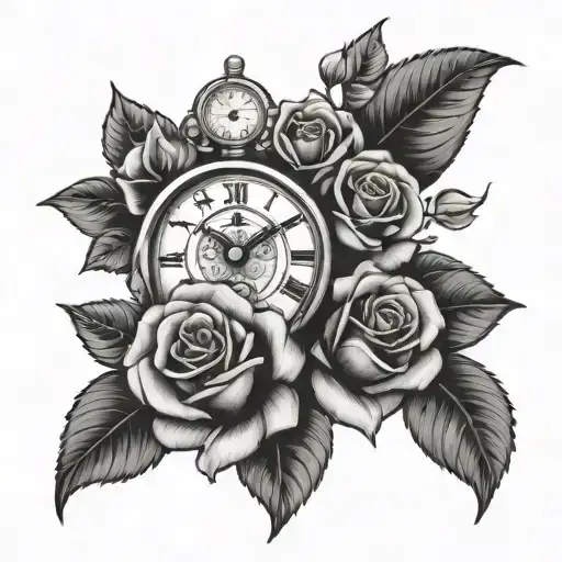 Clock And 2 Roses Traditional Style