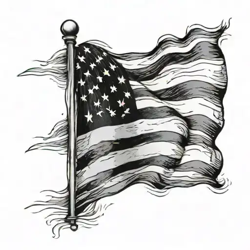 Realistic Black And Grey American Flag