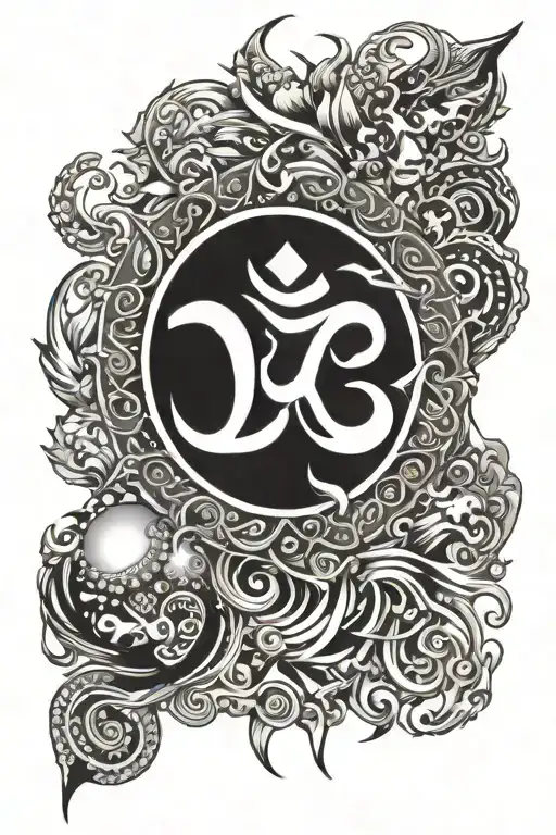 Leo Sun And Fire With Om Symbol